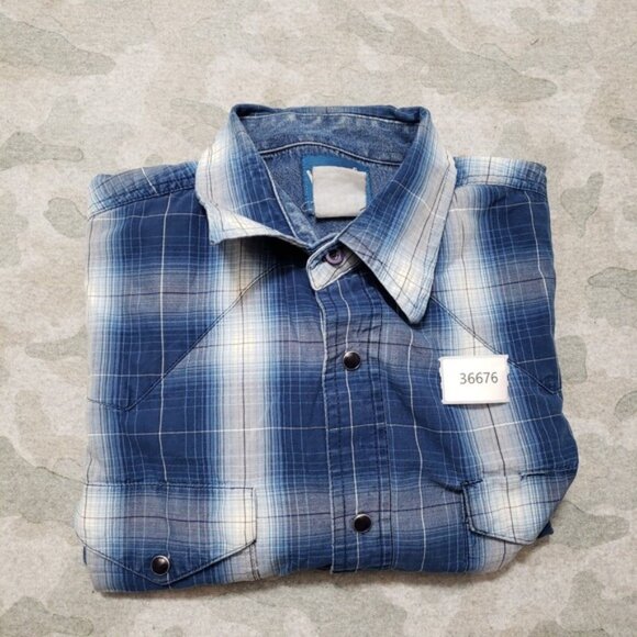 Wrangler Shirt Mens XL Blue Pockets Pearl Snap Long Sleeve Rodeo Cowboy Western - Picture 8 of 16